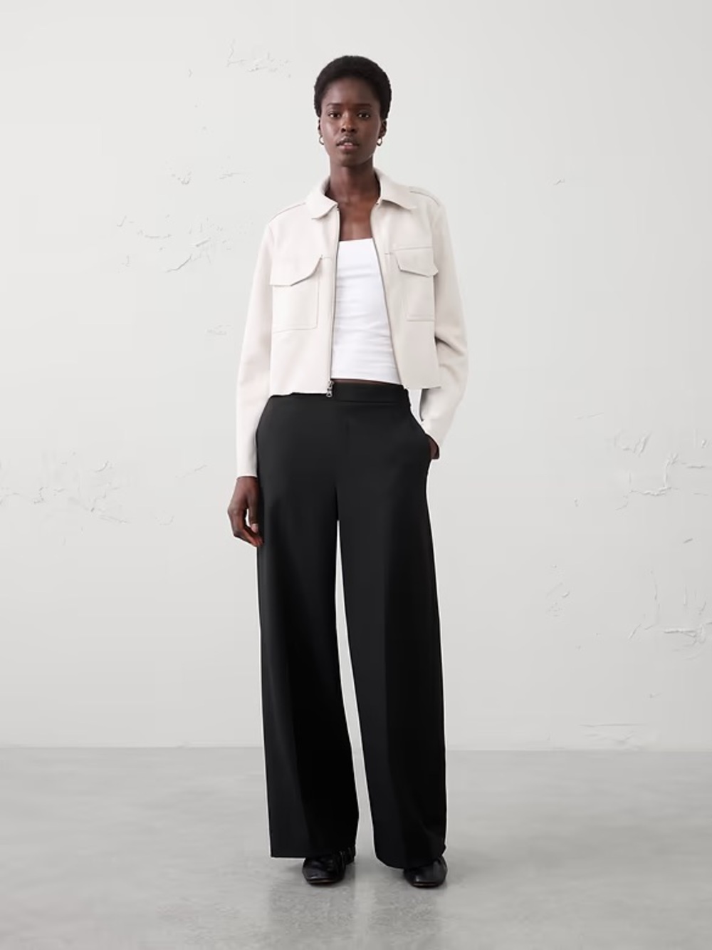 Banana Republic Wide-Leg Black Dress Pants - Classic Womens Trousers